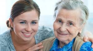 Caregiver and senior client are happy to have each other